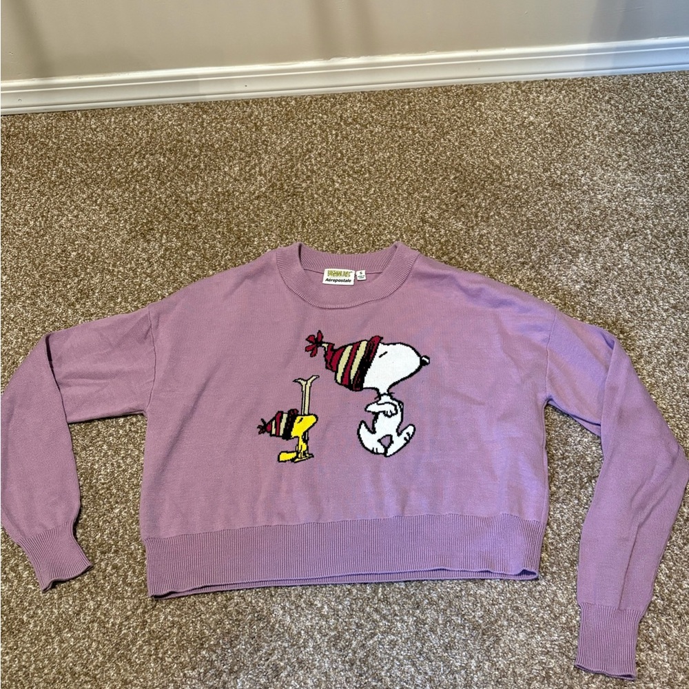 Aeropostale Lavender Snoopy Crew Neck Sweater